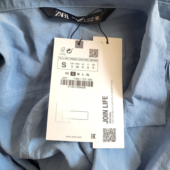 New Zara Soft Belted Blue Jumpsuit NWT Size Small - Picture 10 of 12